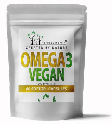 Produktbild von Forest Vitamin Omega 3 Vegan 60 Kapseln - 500mg Algenöl mit 200mg DHA