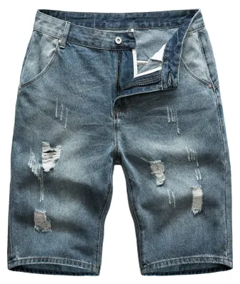 Immagine prodotto di Solidchoice - Pantaloncini cargo in denim da uomo, con zip e numerose tasche, colore blu chiaro