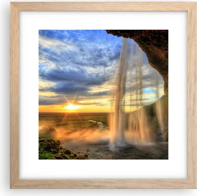 Produktbild von Gerahmtes Poster - Rahmen in heller Eiche - Wasserfall Natur Park Sonne - 30x30 cm - Wand Bild - Wanddeko - Wandbilder - Wandposter - Bilderrahmen - Bilder - Kunstdruck - Wandbild - P2NAC30x30-2716