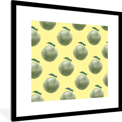 Produktbild von MuchoWow® Gerahmtes Poster Äpfel - Obst - Grün 40x40 cm - Poster mit Schwarzem Bilderrahmen Wandposter Rahmen Foto Bilder - Poster - Plakat im Rahmen