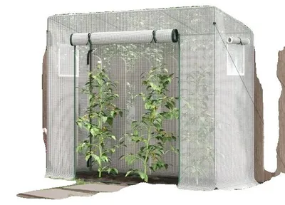 Obrázok produktu pre Skleník, rozmery 200 x 68 x 196 cm, oceľový rám, roletová brána, bočné okná, odolný voči vetru