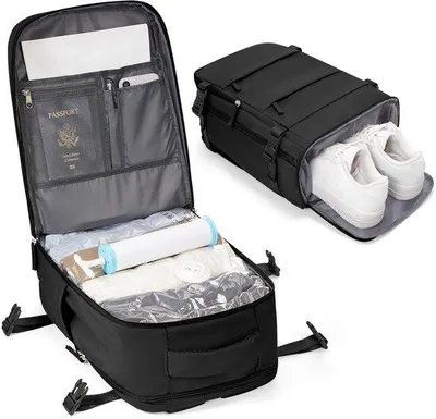Obrázok produktu pre Vodotesný cestovný batoh 40 x 20 x 25 cm, čierny, s vákuovým vreckom