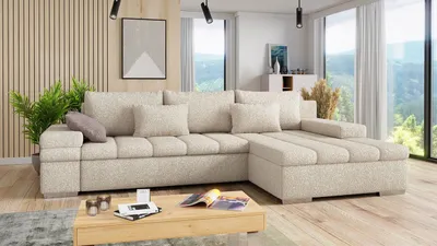 Obrázek produktu pro Rohová rozkládací sedačka ZELMA - béžová, pravý roh
