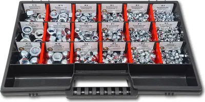 Obrázok produktu pre Sortiment matíc M4-M5-M6-M8-M10-M12 554 ks skrutiek