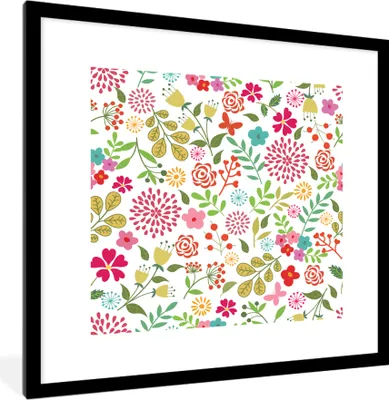 Produktbild von MuchoWow® MuchoWow® Gerahmtes Poster Blumen - Farben - Muster 40x40 cm - Poster mit zchwarzem Bilderrahmen - Poster - Plakat im Rahmen
