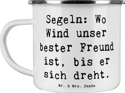 Produktbild von Mr. & Mrs. Panda Kaffeepott Spruch Segeln Windfreund - Weiß - Geschenk, Sportart, Pott, Teamsport, Teetasse, Sportler Geschenke, Motivtasse, Emailletasse, Bootfahren