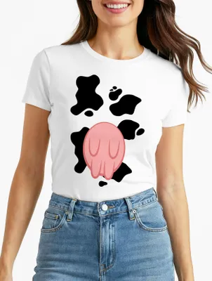 Produktbild von Damen T-Shirt Kuh Kostüm Verkleidung Karneval Fasching Fastnacht lustig Slim Fit Moonworks®