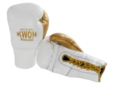 Produktbild von Kwon Professional Boxhandschuh schnrung White Gold Gewicht 8 oz