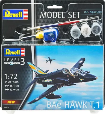 Produktbild von Revell RAF BAE Hawk T.1 Model Set, Skill Level 3, Scale 1:72, Black (64970), Polen, Scale Model Engineering Objects, Verbrauchereinheit einzeln