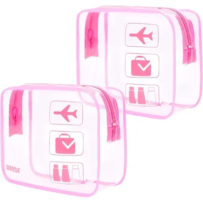 Produktbild von Kulturbeutel Transparent 2 Stück Rosa für Flüssigkeiten Handgepäck