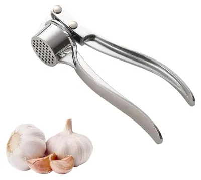 Knoflookpresse aus Zinklegierung, spülmaschinengeeignet, silber