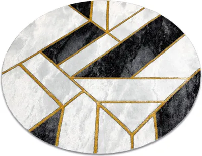 Produktbild von Exklusiv EMERALD Teppich 1015 Kreis - glamour, stilvoll Marmor, geometrisch schwarz / gold Schwarz rund 160 cm