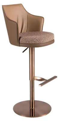 Produktbild von Drehbarer Hocker aus braun meliertem Stoff und braunem Kunstleder 4226