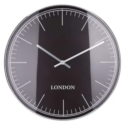 Produktbild von H&S Collection Wanduhr mit Silberrand London Schwarz und Silbern