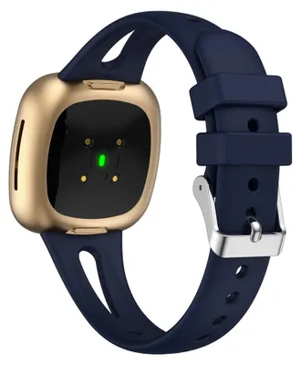Produktbild von By Qubix passend für Fitbit Versa 3 & 4 / Sense 1 & 2 - Sportarmband Tropfen-Design - Small - Dunkelblau