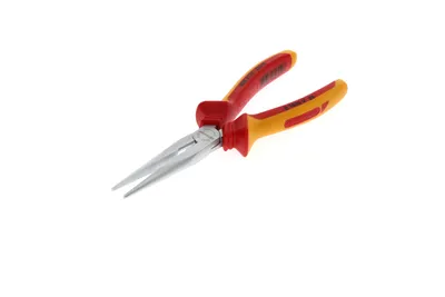 Image de Gedore VDE Pince à bec plat, électronique, mâchoires longues, dentelées, droites, trempées par induction, longueur 200 mm, VDE 8132-200 H