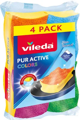 Immagine prodotto di Vileda Spugne abrasive Pur Active Colors, confezione da 4 pezzi