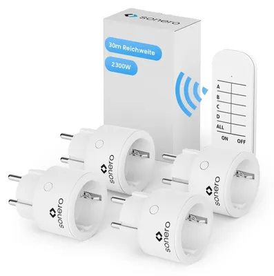 Productafbeelding van Stopcontact draadloos afstandsbediening - Schakelaar 2300 W - Wit - 4 stopcontacten binnen - 30 m bereik
