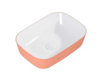 Produktbild von Jungborn Aufsatzwaschbecken 45.5x32.5 cm weiß hochglanz/terra pink matt