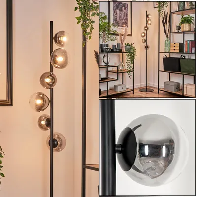 Produktbild von Garaguso Stehlampe aus Metall/Glas in Schwarz/Rauchfarben/Klar