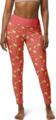 Produktbild von Mr. & Mrs. Panda Trainingshose Obst Papaya Größe XL - Rot - Geschenk, High-Waist-Hose, Papapya Muster, Damen Sporthose, Stretchhose, Yogahose, Leggings, Sport-Leggings