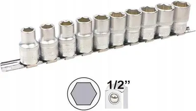 Immagine prodotto di Set di 10 chiavi a bussola esagonali JBM, 1/2 pollice, da 10 a 19 mm.