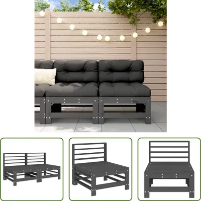 Produktbild von The Living Store Garten-Mittelsofas 2 Stk. Grau Massivholz Kiefer