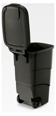 Produktbild von Müllbehälter 90L mit Rädern und Deckel aus Kunststoff (Schwarz)