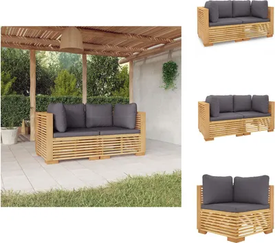 Produktbild von vidaXL Garten-Ecksofas mit Kissen 2 Stk. Massivholz Teak -  Gartenmöbel-Sets