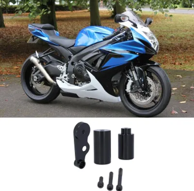 Productafbeelding van 3 stuks framebeschermers voor motorfiets, geschikt voor Suzuki GSXR 600 750 (2006-2009), zwart