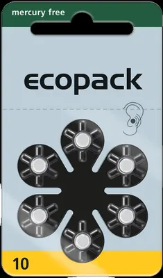 Produktbild von Ecopack 10 - Zink-Luft Hörgeräte Knopfzelle - 6er Pack