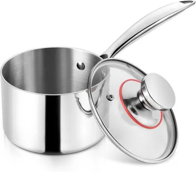 Produktbild von Herogo Stielkasserolle 16 cm Edelstahl Induktion mit Deckel 1,7 Liter