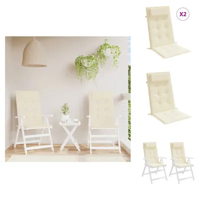 Immagine prodotto di vidaXL Cuscini per sedia con schienale alto 2 pezzi. Tessuto Oxford crema - Cuscino di seduta