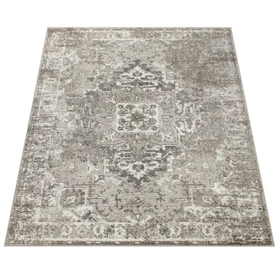 Immagine prodotto di Tappeto soggiorno a pelo corto vintage motivo orientale moderno in beige crema dimensioni 60x100 cm