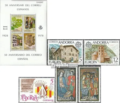 Produktbild von Briefmarken Andorra - Spanische Post 1978 Mi Block1,115-119 (kompl.Ausg.) Jahrgang 1978 komplett postfrisch Europa