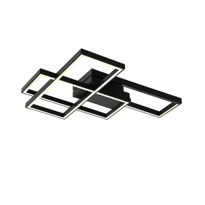 Image de Braytron : plafonnier LED design moderne, dimmable, 3CCT (3000–6500 K), avec télécommande, 65 W, rectangulaire, noir