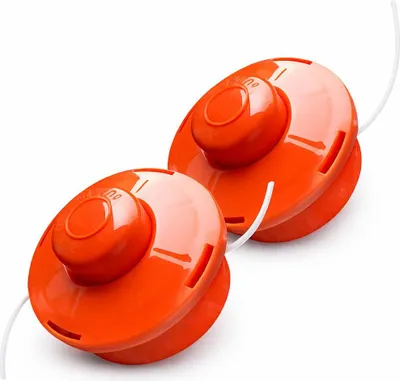 Produktbild von NEMAXX® FS1 Tap & Go Fadenkopf Tippautomatik Doppelfaden 2er-Set – Motorsense/Freischneider – M10x1,25 Linksgewinde, Schnittkreis 380 mm – Orange