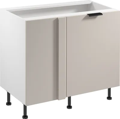 Produktbild von Eckunterschrank 100 cm Küchenschrank ohne Arbeitsplatte Küchenblock, Sorento D100N Weiß/Beige