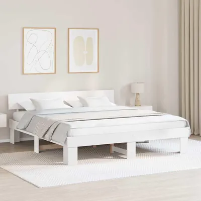 Produktbild von Möbel Bettgestell mit Kopfteil Weiß 200 x 200 cm Holz - Klassische Betten 3382290