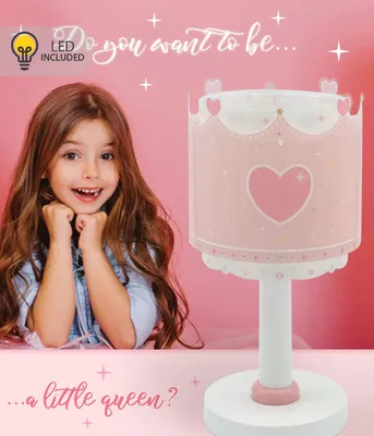 Image de Lampe de chevet Veilleuse LED pour enfants Little Queen couronne et coeurs
