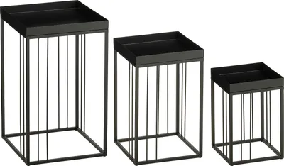 Zdjęcie produktu dla Mica Decorations Beth stolik pomocniczy – zestaw 3 sztuk – stoliki pomocnicze do salonu – stolik kawowy – mały stolik pomocniczy – żelazo – 30 x 30 x 50 cm – czarny