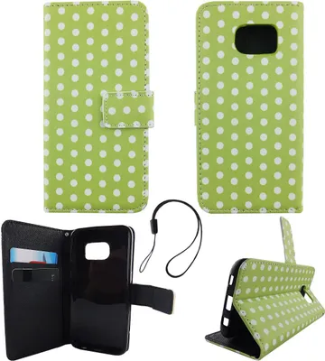Produktbild von Handyhülle Tasche für Handy Samsung Galaxy S7 Polka Dot Grün Weiss