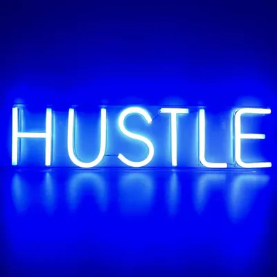 Image de Lumière LED NEON, luminaire mural décoratif, Hustle bleu, env. 50 x 12,5 x 2 cm