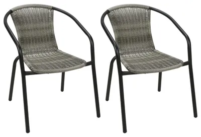 Stabiler Polyrattan Bistrostuhl Stapelstuhl Grau meliert / schwarz