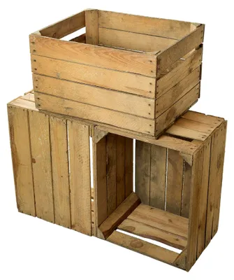 Produktbild von 3er Set Vintage Holzkisten - alte Obstkisten - Weinkisten - Natur