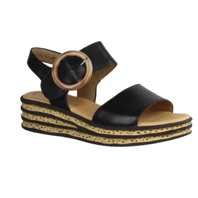 Produktbild von Gabor 24550-27 Keilsandalette, Damen, Schwarz, Leder, Sandalen - Damenschuhe Sandalette / Sling, Schwarz, leder (samtchevreau)