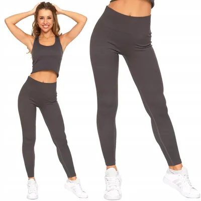 Produktbild von Damen-Sportleggings mit Rippstrick und hohem Bund, MORAJ, Größe S/M, Graphit