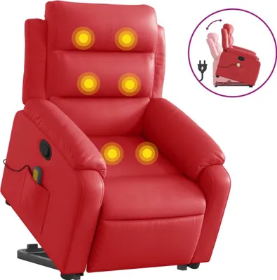 Image de vidaXL Fauteuil de massage avec releveur Rouge similicuir