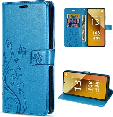 Produktbild von Hülle Xiaomi Redmi Note 13 5G, Handy Tasche Handyhülle Wallet Case Flip Cover Blau