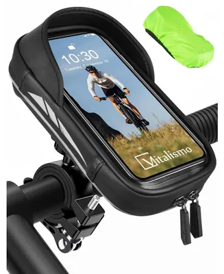 Produktbild von Wasserdichte Fahrrad Handyhalterung Lenkertasche 4.7-7 Zoll Schwarz-Grau mit Regenhülle